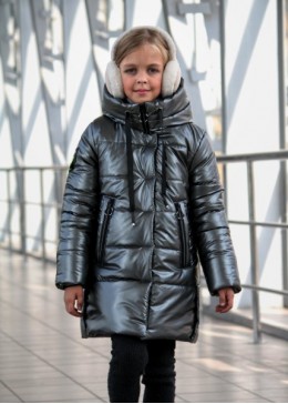 Happy Family графітове зимове пальто-пуховик для дівчинки Стелла